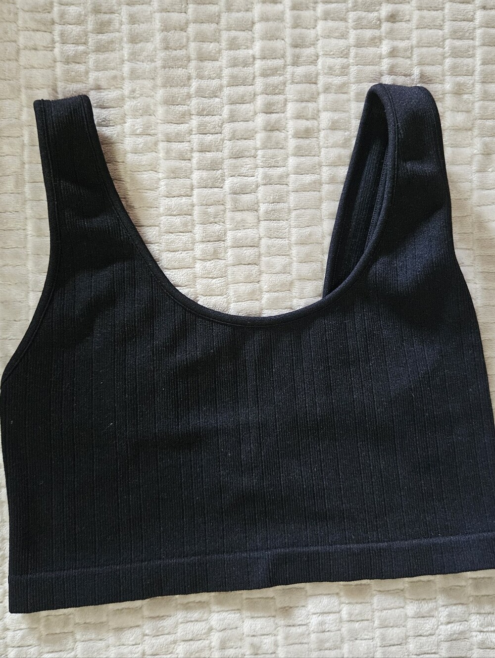 American Eagle Outfitters Black Ribbed Scoop Crop Top